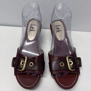 VTG Y2K LEI Womens sz 7.5 Monk Strap Heeled Sandals Slip on Slides Bratz Grunge